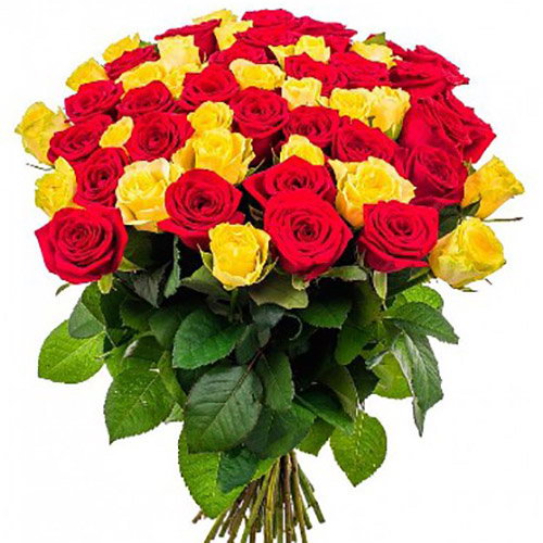 💸 Купити 51 троянда червона і жовта за 5000 грн. у Луцьку з доставкою | «Роза Волинь»