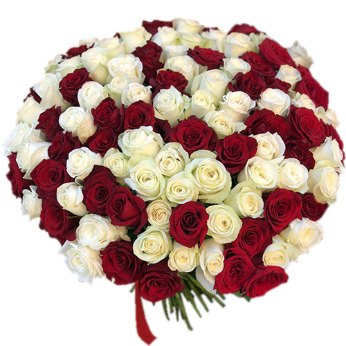 Фото товара 101 червона і біла троянда в Луцьку