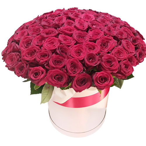 Фото товара 101 троянда червона в капелюшній коробці в Луцьку