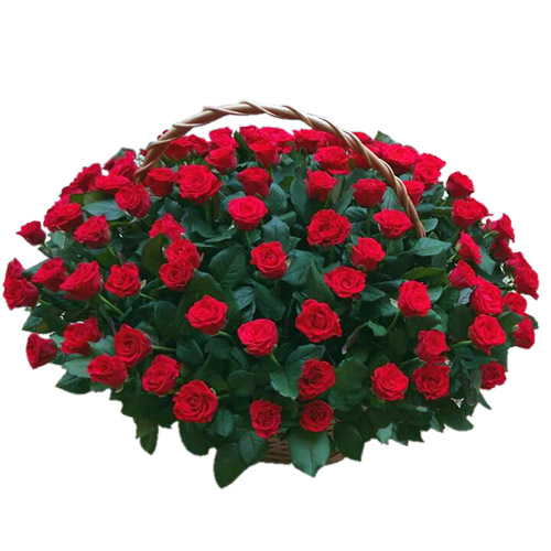 Фото товара 101 червона троянда в кошику в Луцьку